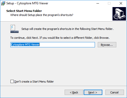 Cytosplore Transcriptomics Installer Start Menu Dialog